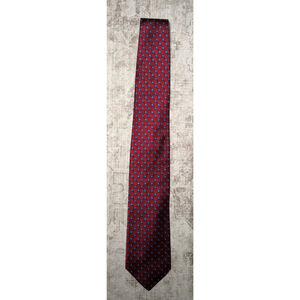 JZ Richards All Silk Red Geometric Hand Crafted Made In USA LONG